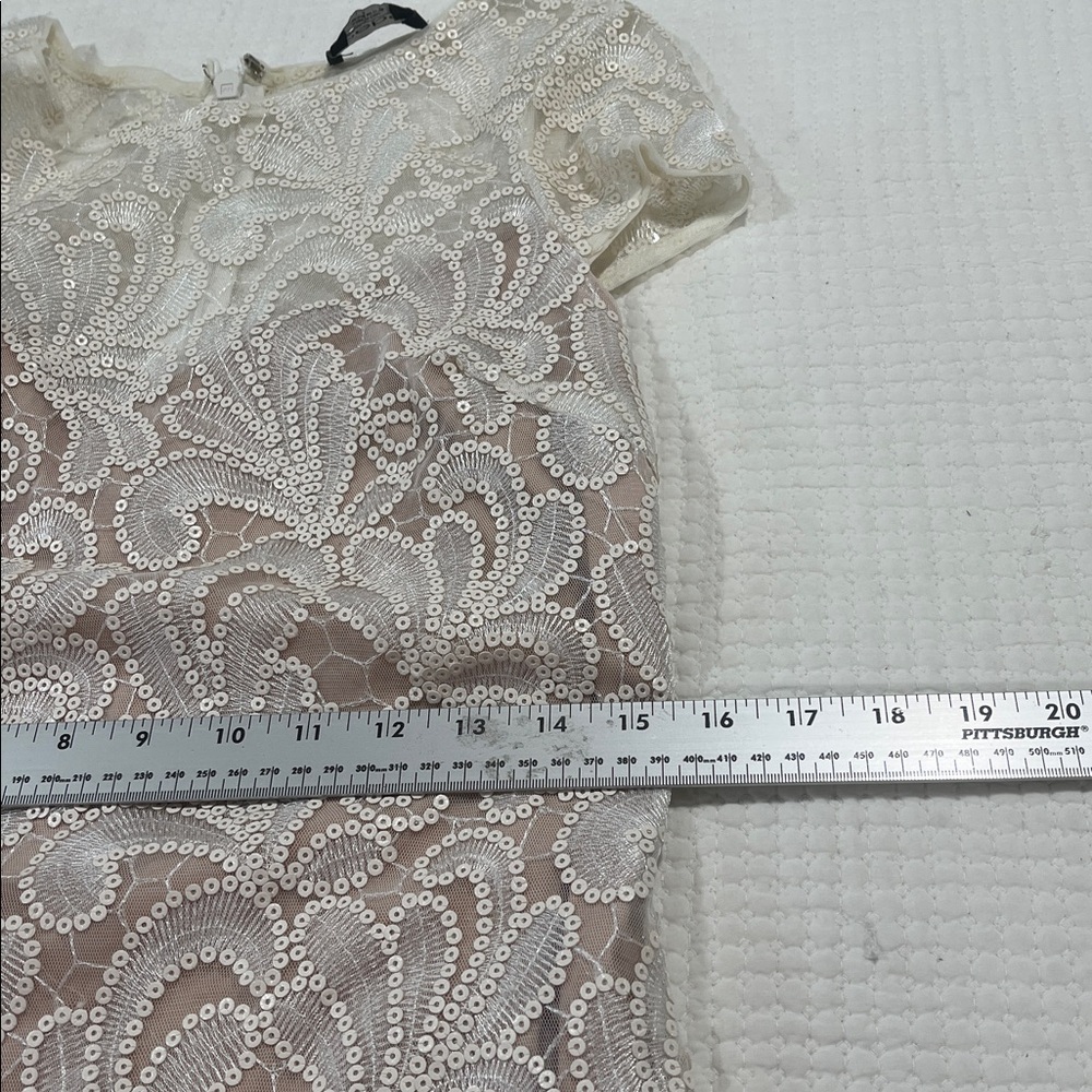 Bebe White Sequin Lace Mini vintage Vintage Cocktail Glam Sz Small coquette 90s - Picture 10 of 10